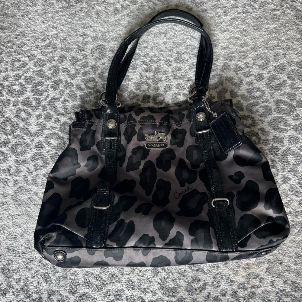 Coach Black Shoulder Bag with Monogram Pattern